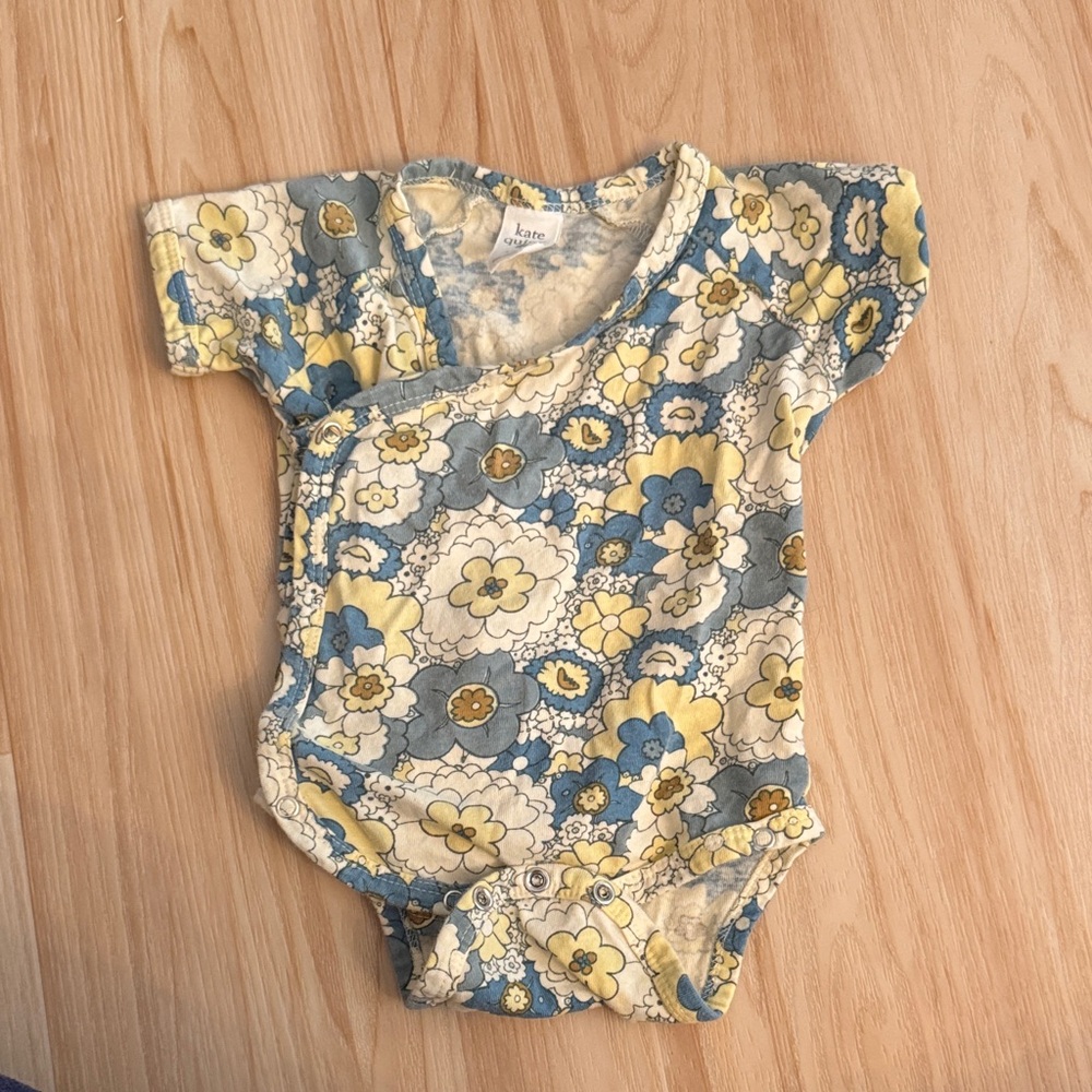 Kate Quinn Blue and Yellow Floral Baby Bodysuit